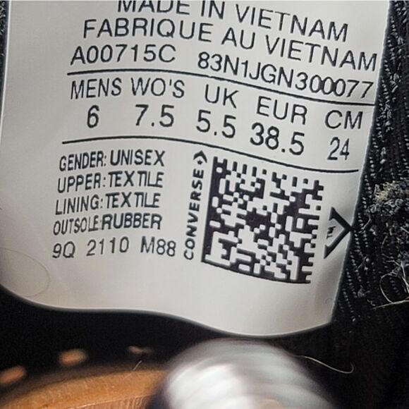 Converse ×Joshua Vides Weapon CX Hi Women's Shoes Size 7.5 Black-White A00715C - Picture 7 of 11